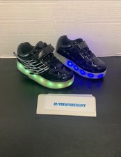Verde XBH Deportivo Negro Charol USB Luz LED Rodante Niños Tacones Zapatos Talla 7