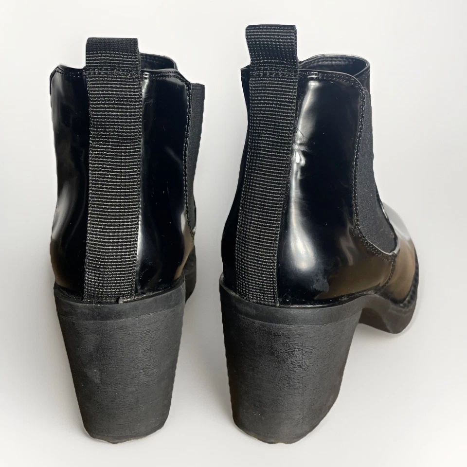 "Botín al tobillo de charol H by Halston para mujer 6 negro sin cordones 3"" tacón bloque" Foto 4 de 4