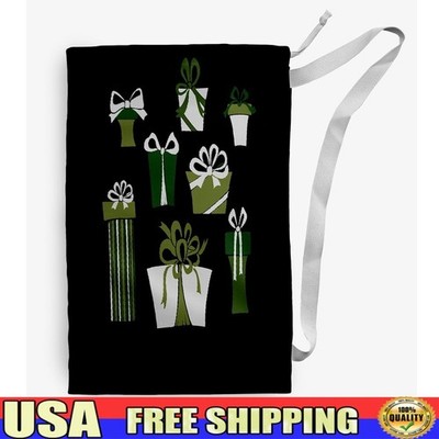 Laundry Bag Drawstring Graphic Print Holiday Essence Santa Sack Gift Storage New