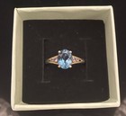 Vintage Gorgeous Sterling Silver 925 Blue Topaz Ring With 4 SM Diamonds size 8 — photo 1