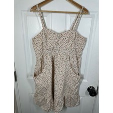 Wild Fable Dress Womens XL Cream Floral Mini Smocked Back Ruffle Hem Pockets