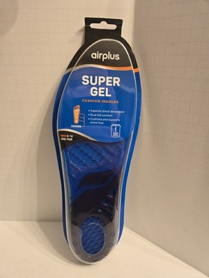 Airplus SuperGel Cushion Insole Men sz 8-14 Comfort Superior Shock Absorption