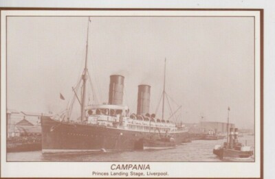 CUNARD LINE - KAMPANIEN AN DER PRINZENLANDUNG, LIVERPOOL S/W POSTKARTE 