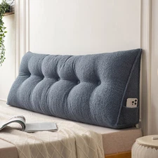 Wedge Headboard Pillow Dorm Bed Triangular Headboard Cushion with Side Pocket 
