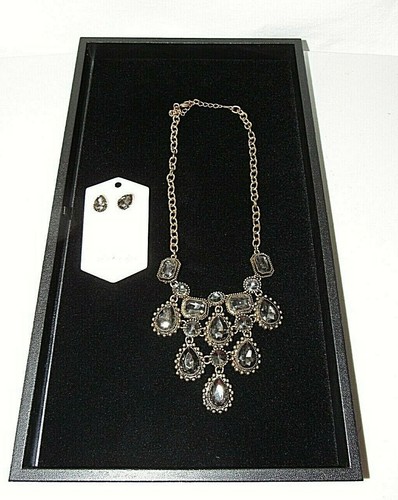 DAMEN KRISTALL SILBER NACHT STRASS LATZ ART DECO HALSKETTE & PASSENDE OHRRINGE - Bild 4 von 12