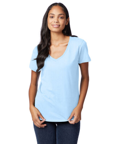 Hanes Ladies Perfect-T V-Neck Stylish T Shirt Casual Plain T-Shirt - S04V - Picture 8 of 14