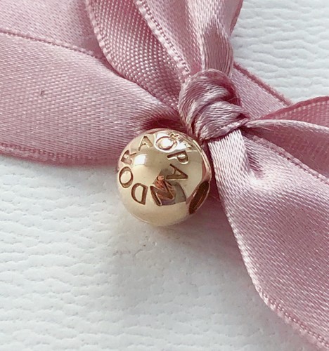Echt Original Pandora 14k Gold Clip Charm Signatur Klassisches Logo 751015