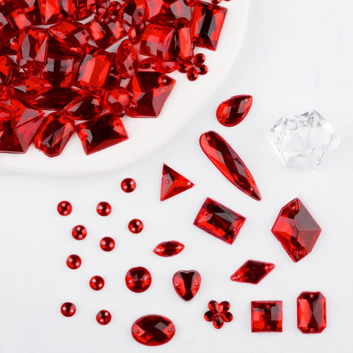 500 Pezzi Flatback Acrilico Cucito su Strass Cucito Gemme Cristallo Forme Miste Cucito - Foto 5 di 7