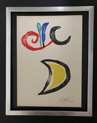  Joan Miro | Vintage 1958 Signed Colorful Print | Mounted and Framed 