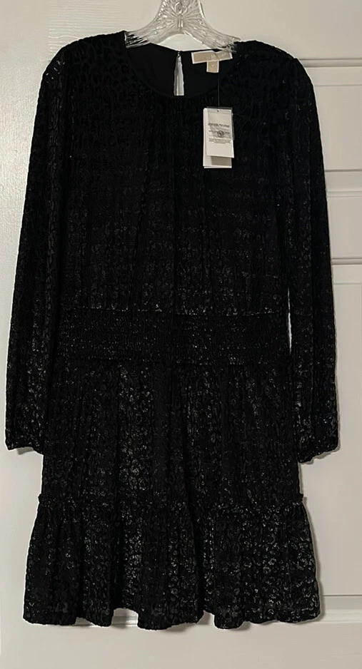 Abito Michael Kors stampa animalier fumè nero canna di fucile