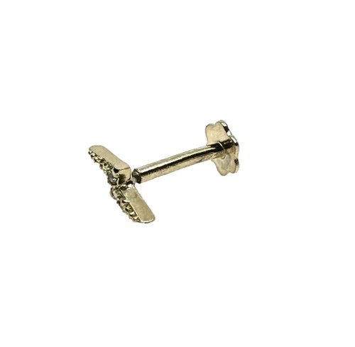 9CT YELLOW GOLD LIGHTNING BOLT PIERCING STUD SPARKLY LIGHTNING LABRET STUD 375 - Picture 13 of 23