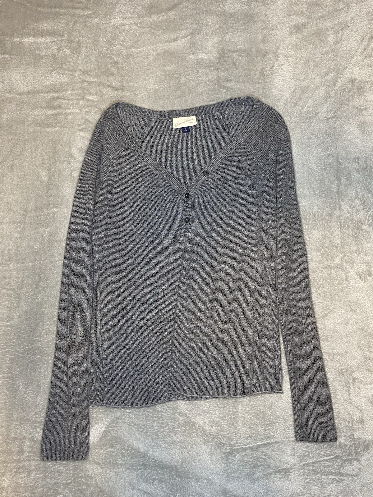 Universal Thread Marbled Gray Knit Long Sleeve He… - image 1