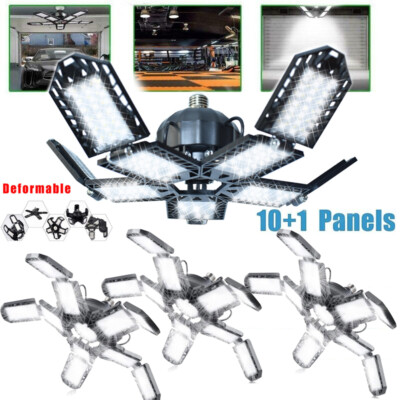 10+1 Panel LED Garage Light Super Bright Work Shop Ceiling Light Deformable Bulb