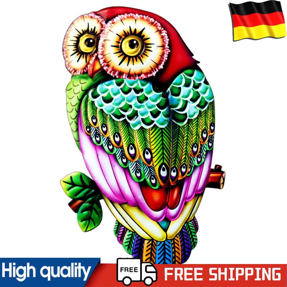 Metal Owl Hanging Decor Cool Colorful Owl Statue for Home and Garden