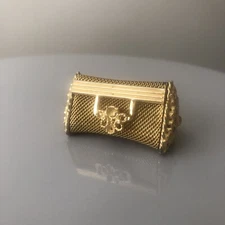 Vintage Metal Ornate Mesh Decorative Pill Box Purse NO Rhinestones Clasp Works