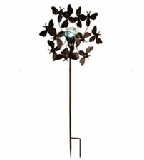 Giratorio de viento mariposa decoración jardín con globo de luz solar recargable
