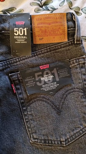 LEVI'S DANCING IN THE DARK GREY 501 ORIGINAL CROPPED JEANS 25W 26L BNWT LEVIS - Picture 5 of 8