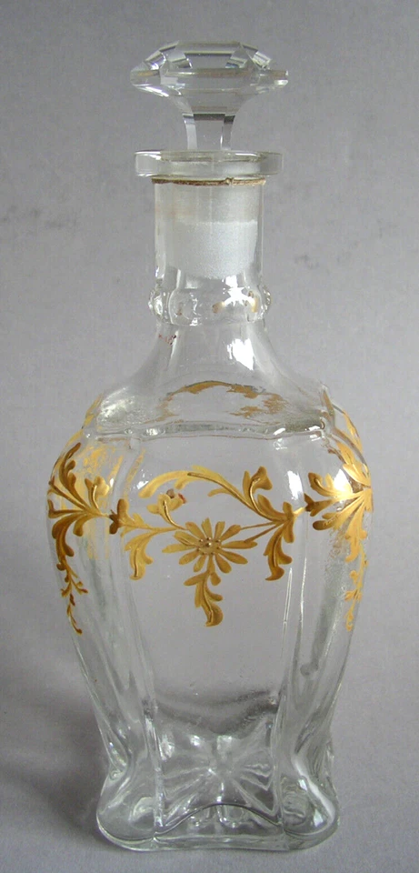 Frankreich antiker Parfüm-Flakon Glas Gold handgemalt um 1850 Perfume flask - Bild 2 von 4