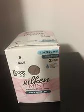 SIZE B NUDE L'EGGS SILKEN MIST SILKY SHEER LEG CONTROL TOP SHEER TOE TIGHTS 2PK