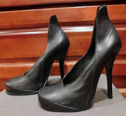 AUTH NIB NEW Rick Owens Black leather high heel pumps Sz 37 - Picture 5 of 9
