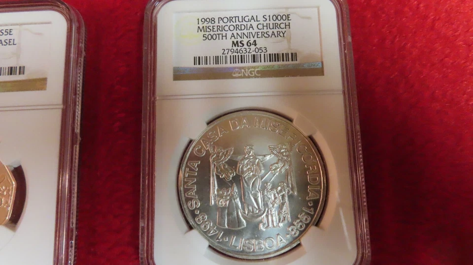 1998 PORTUGAL 1000 Escudos SILVER 500 YEARS MISERICORDIA CHURCH NGC PR PF 64 - Image 3 of 4