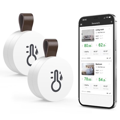 ORIA Bluetooth Thermometer Hygrometer, 2 Pack Wireless Thermo-Hygrometer Mini