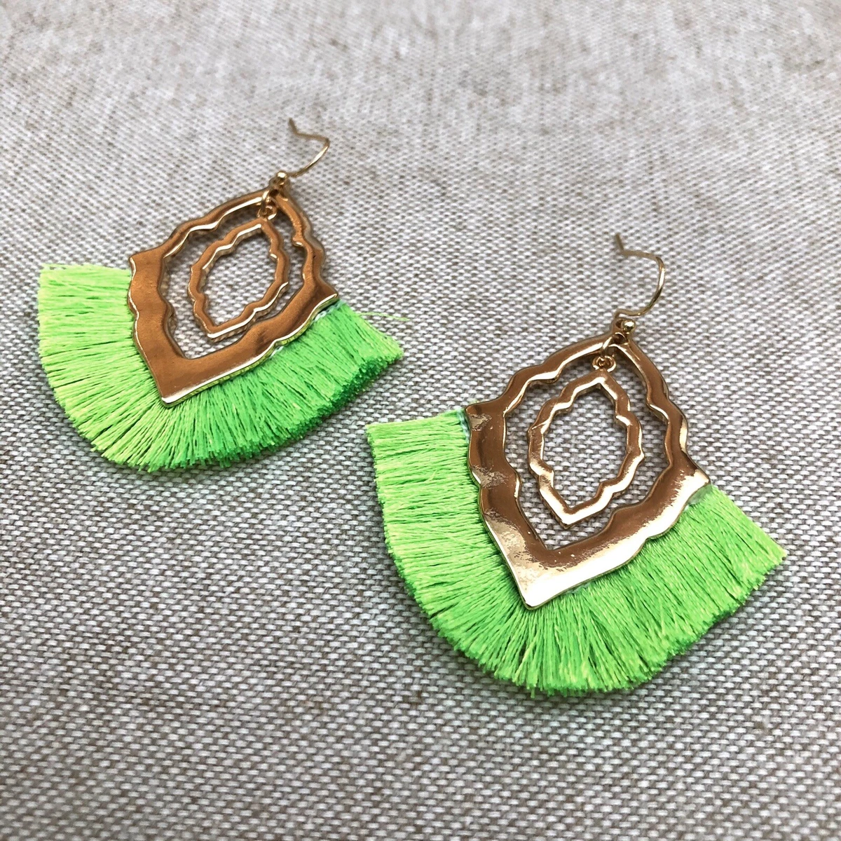Lime green hotsell tassel earrings