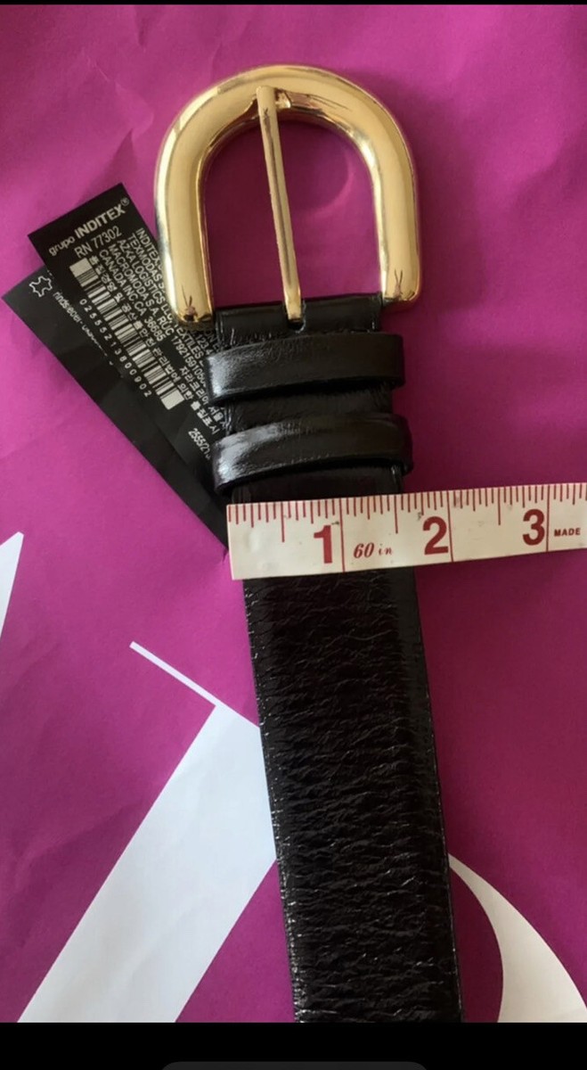 New zara Black Leather Belt With Gold Metal, Size 34 | eBay display picture 1