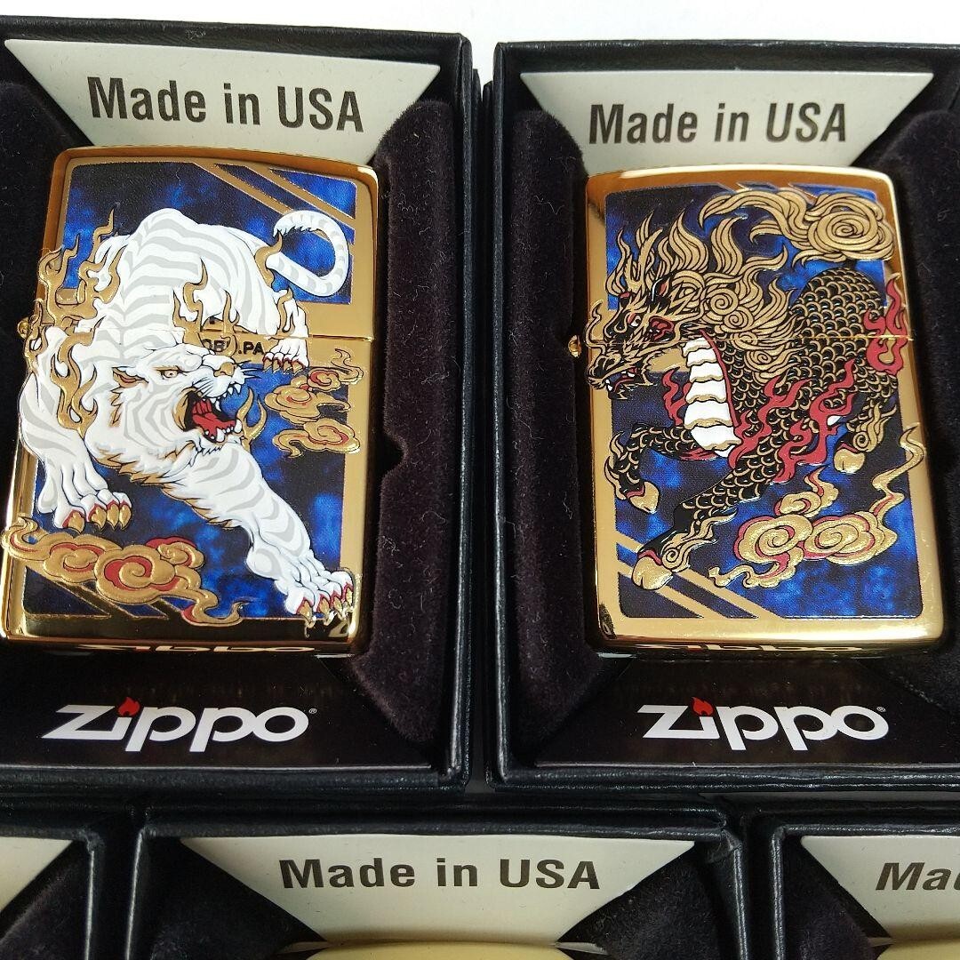 Zippo Phoenix Dragon Kirin Turtle Snake White Tiger Blue 5