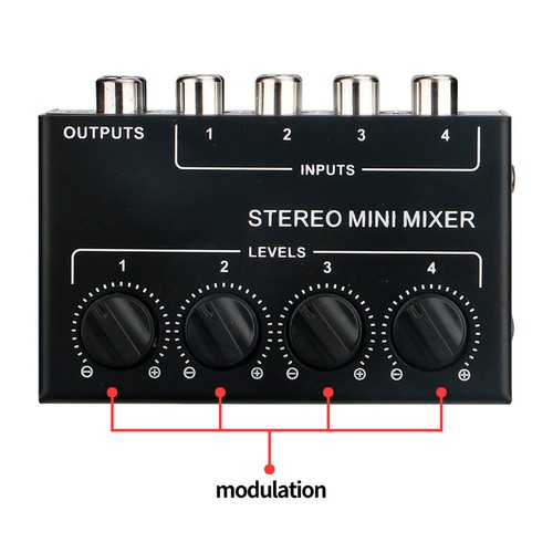 Mini 4 Channel Stereo Audio Mixer Sound Mixing Console RCA Inputs for Karaoke Q9 - Picture 10 of 11