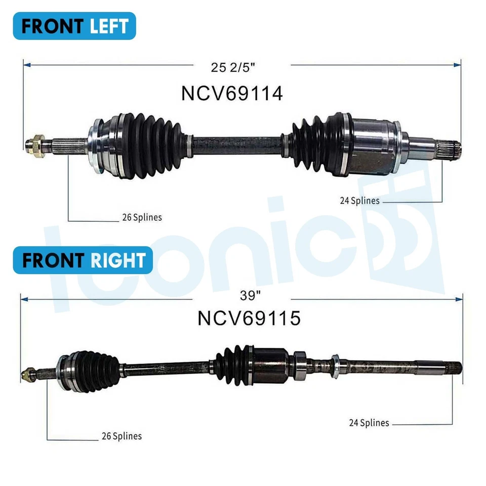 2X Front CV Axle shaft Assembly Set for 2006-2012 Toyota RAV4 2.4L 2.5L AWD 4WD - Изображение 2 из 4