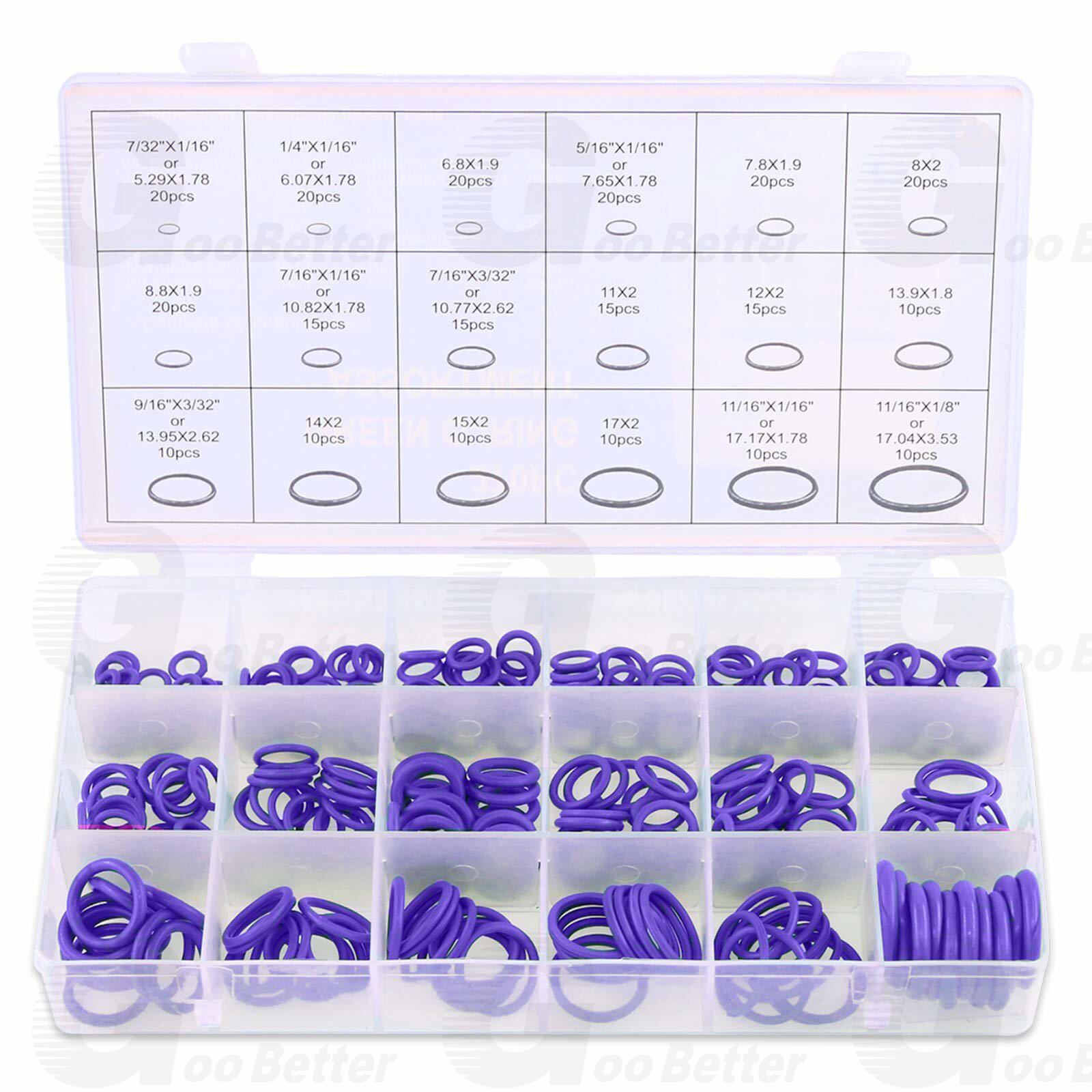270x Rubber Seal O-Ring Washer Assortment Kit For Hydraulics Air Gas Oil Purple