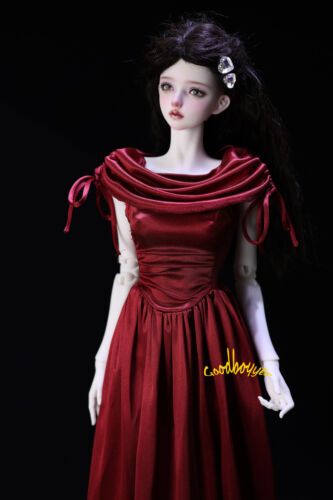1/3 SD16 SID EID BJD Kleidung schimmerndes Abendkleid gestapelter Ausschnitt rot schwarz weiß - Bild 11 von 12