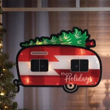 Holiday Time Christmas Shimmer Camper Light Up Outdoor Decoration, 15.5"
