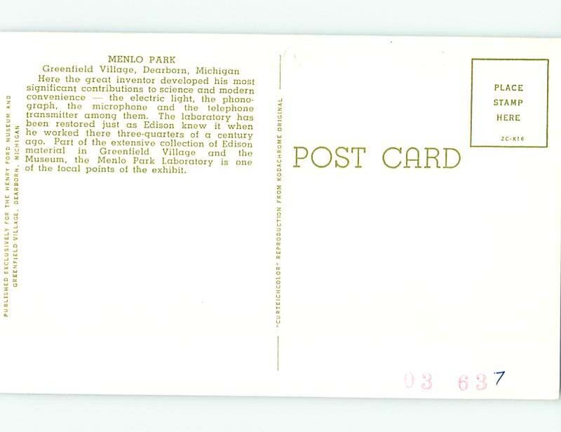 Unused Pre1980 PARK SCENE Dearborn Near Detroit Michigan MI 60k