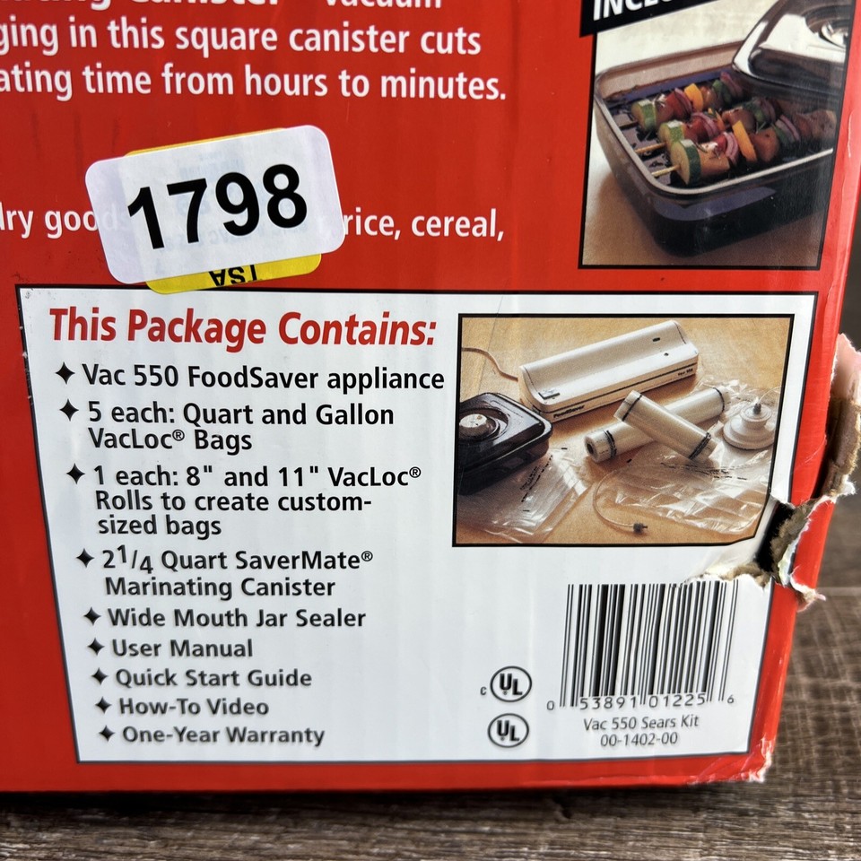 New Unopened Box Vintage Tilia FoodSaver Vac 550 Kit Vacuum Sealing