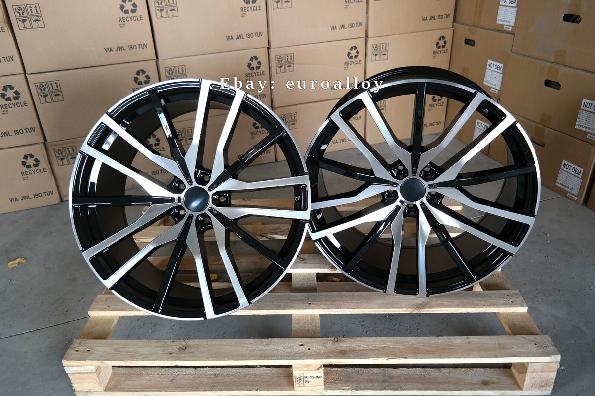 4 x 20 Inch 5x112 742M Style Black Polished Wheels: Fits For BMW
