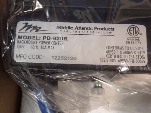 Protection contre les surtensions bande montée en rack Middle Atlantic PD-920R 9 prises 20 ampères (I26) - Photo 5/5