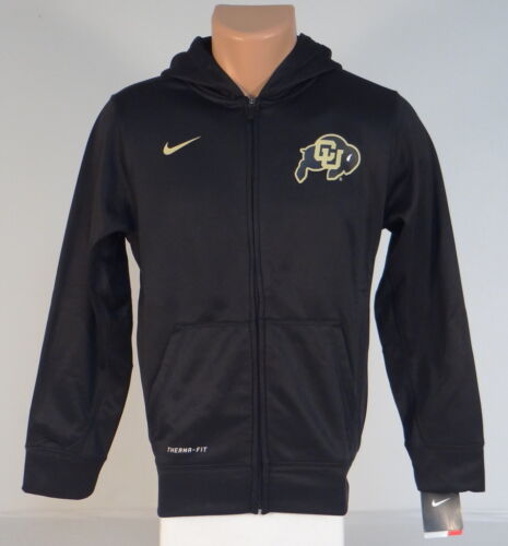 Nike ThermaFit Colorado CU Buffs Black Hooded Track Jacket Hoodie Youth Boys NWT - Picture 1 of 4
