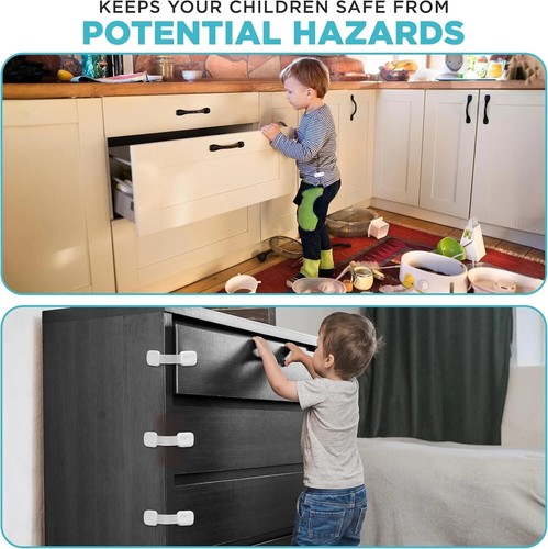 Paquete de 12 cerraduras de gabinete a prueba de niños a prueba de bebés, cerradura multiusos para gabinetes. - Imagen 4 de 7