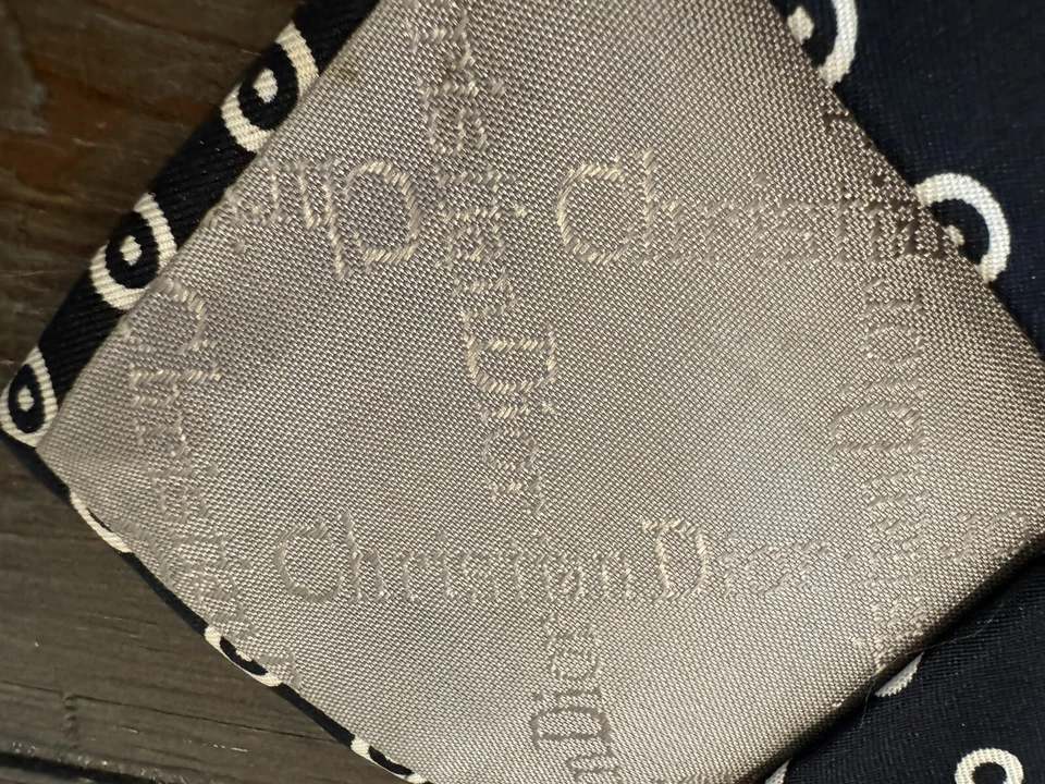 Christian Dior мужской дизайнерский галстук черный белый точек шелк 3,25 «x 55» - Изображение 3 из 4