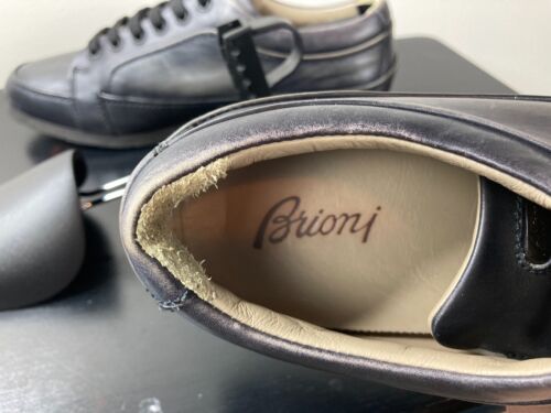 BRIONI Italian Black Leather Sneakers US 7 e40 - Picture 7 of 7
