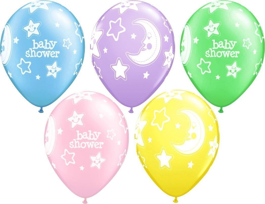 Baby Shower Moons and Stars  Latex Balloons 11inch 25 pack