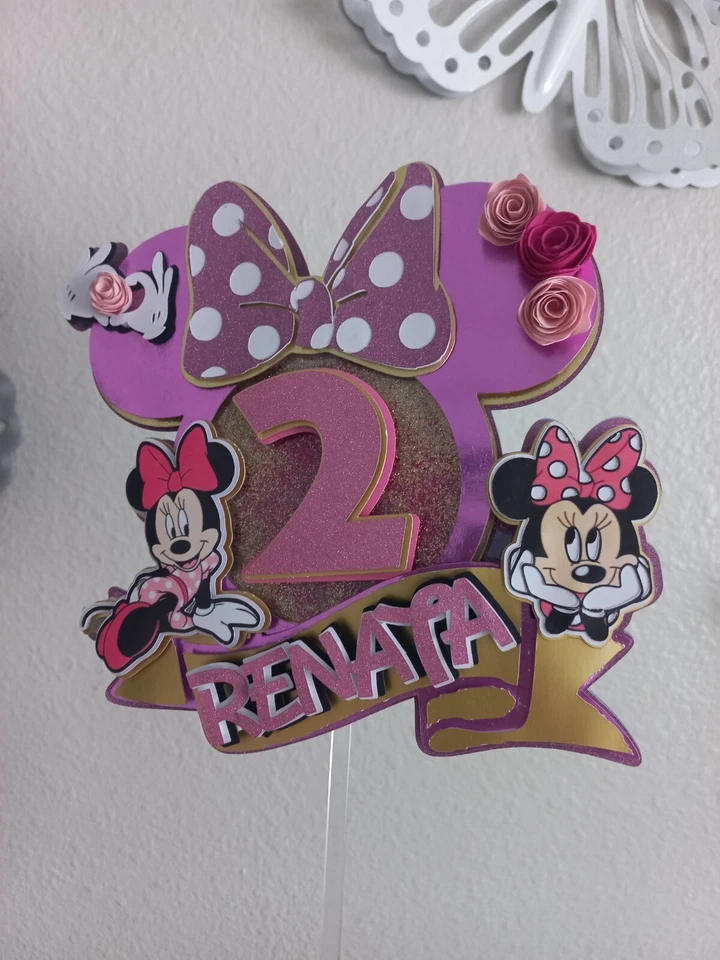 Decoración de pastel adorable rosa Minnie Mouse #decoraciones de fiesta #niña de cumpleaños #minnie Foto 2 de 4