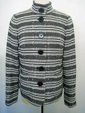 Nina McLemore Black White Tweed Collared Blazer Jacket Wool Blend Size 6