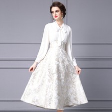 New Spring 2025 Dress Ladies' Long Skirt Silk Slim Evening Party Big Swing Dress