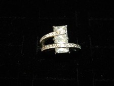 UNIQUE CUBIC ZIRCONIA RING set in .925 STERLING SILVER 6.42 GRAMS