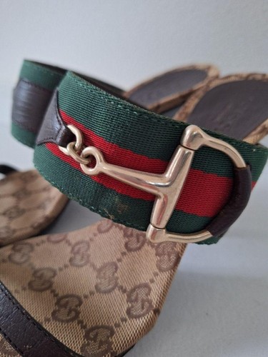 GUCCI Pantoletten Sandalen Absatz Größe EU 36,5 US 6,5 Horsebit Shelly Line... - Bild 9 von 15