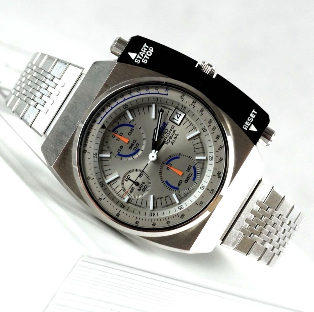 セイコー ALBA アルバ K2000 ジウジアーロ エイリアン Seiko Alba Giugiaro Alien K2000 Chronograph Rare Silver