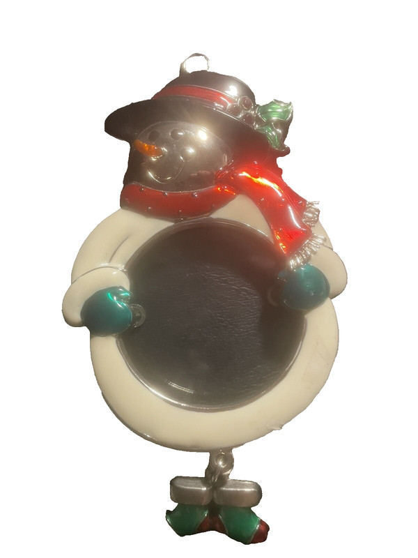 Snowman Metal Photo Picture Christmas Holiday Gift Ornament Metal